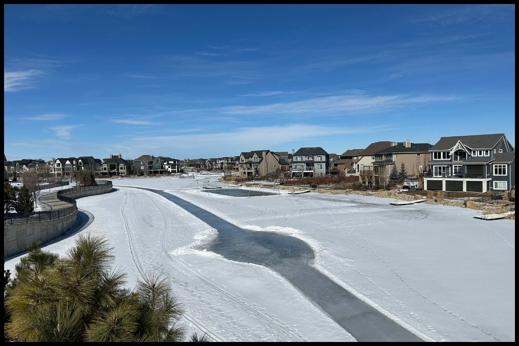 Mahogany Calgary on a winter day on the lake.