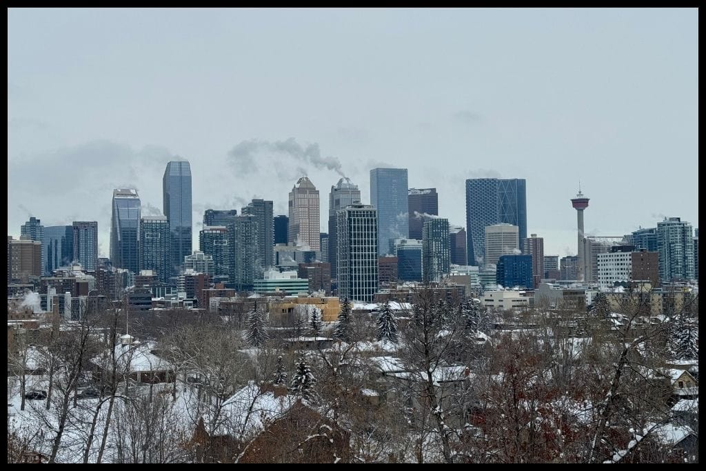 downtown calgary in the winter time.