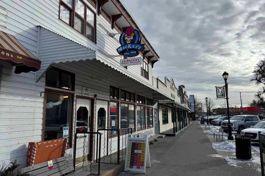Downtown Cochrane outside of MacKay's Ice Cream.