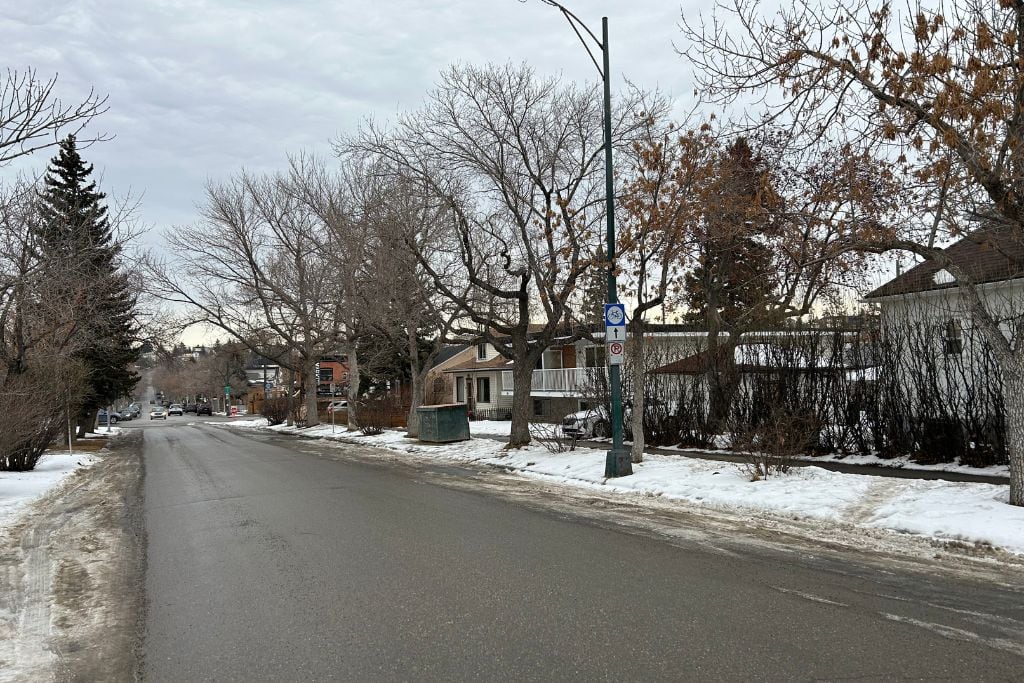 Residential street in Bridgeland, Calgary.