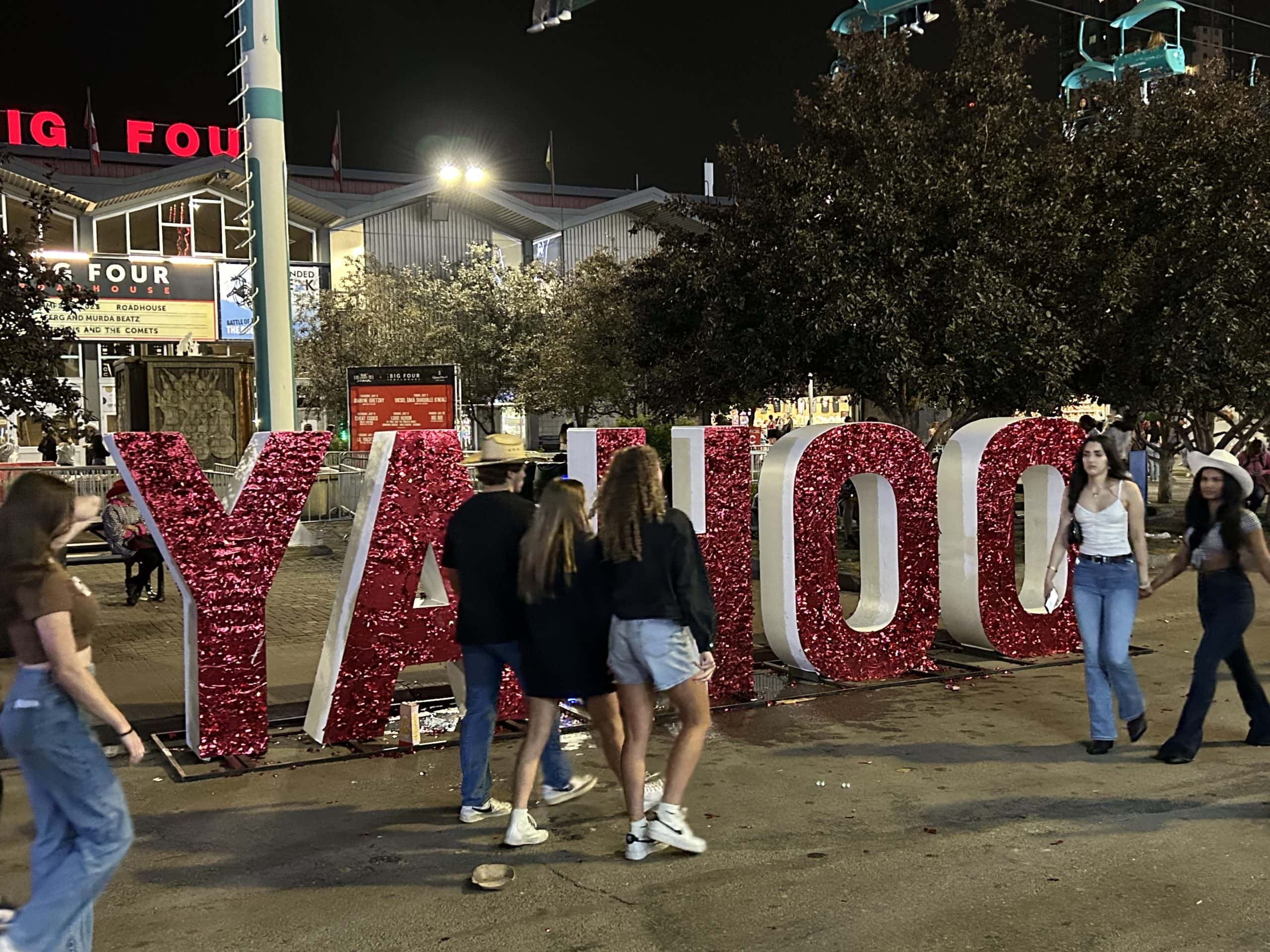 An image of the "Yahoo" sign at the Calgary Stampede.