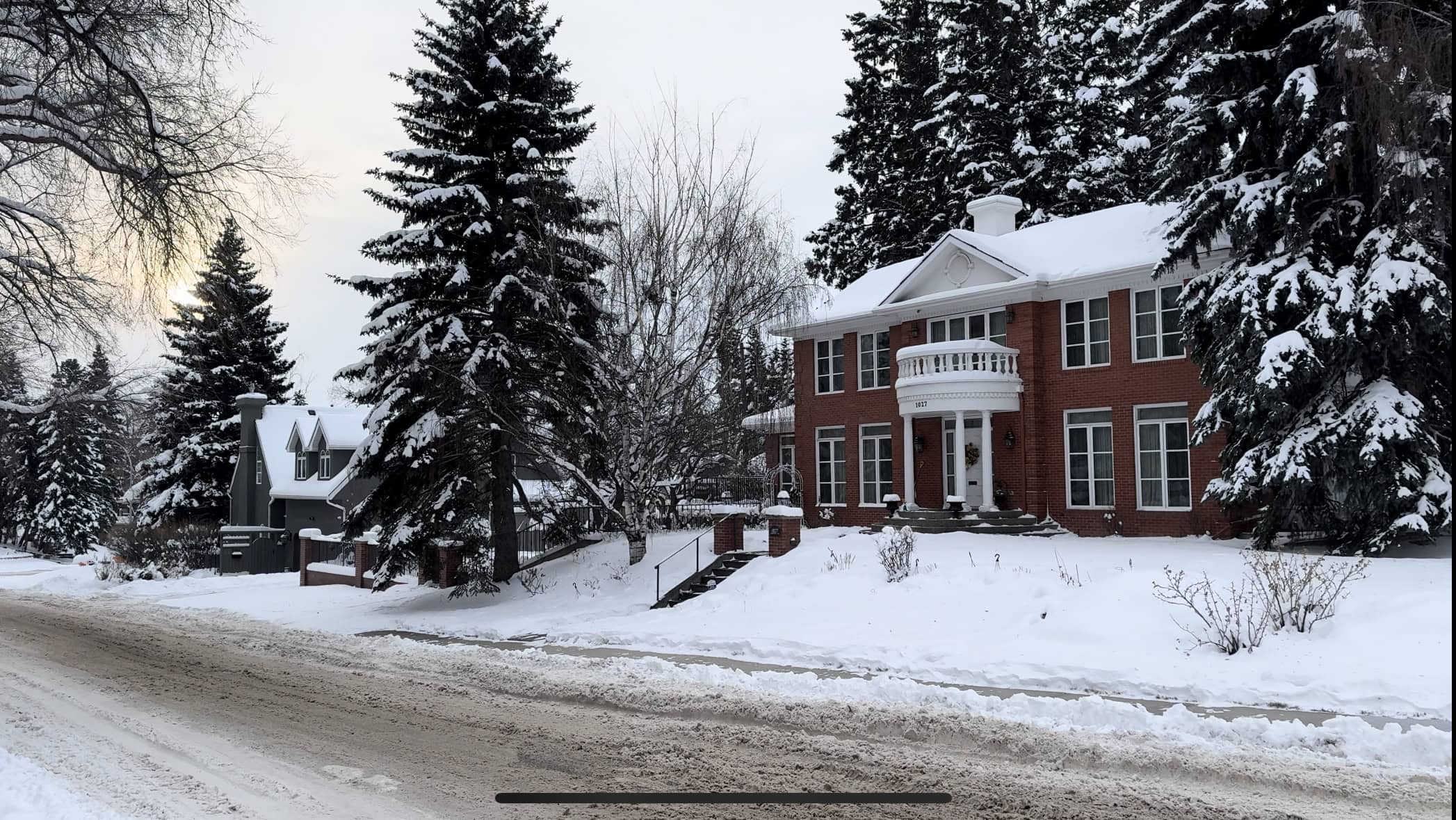An upscale residential neighbourhood in Calgary in the winter time.