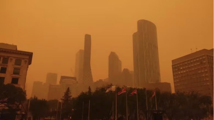 Forest fire smoke in Calgary.