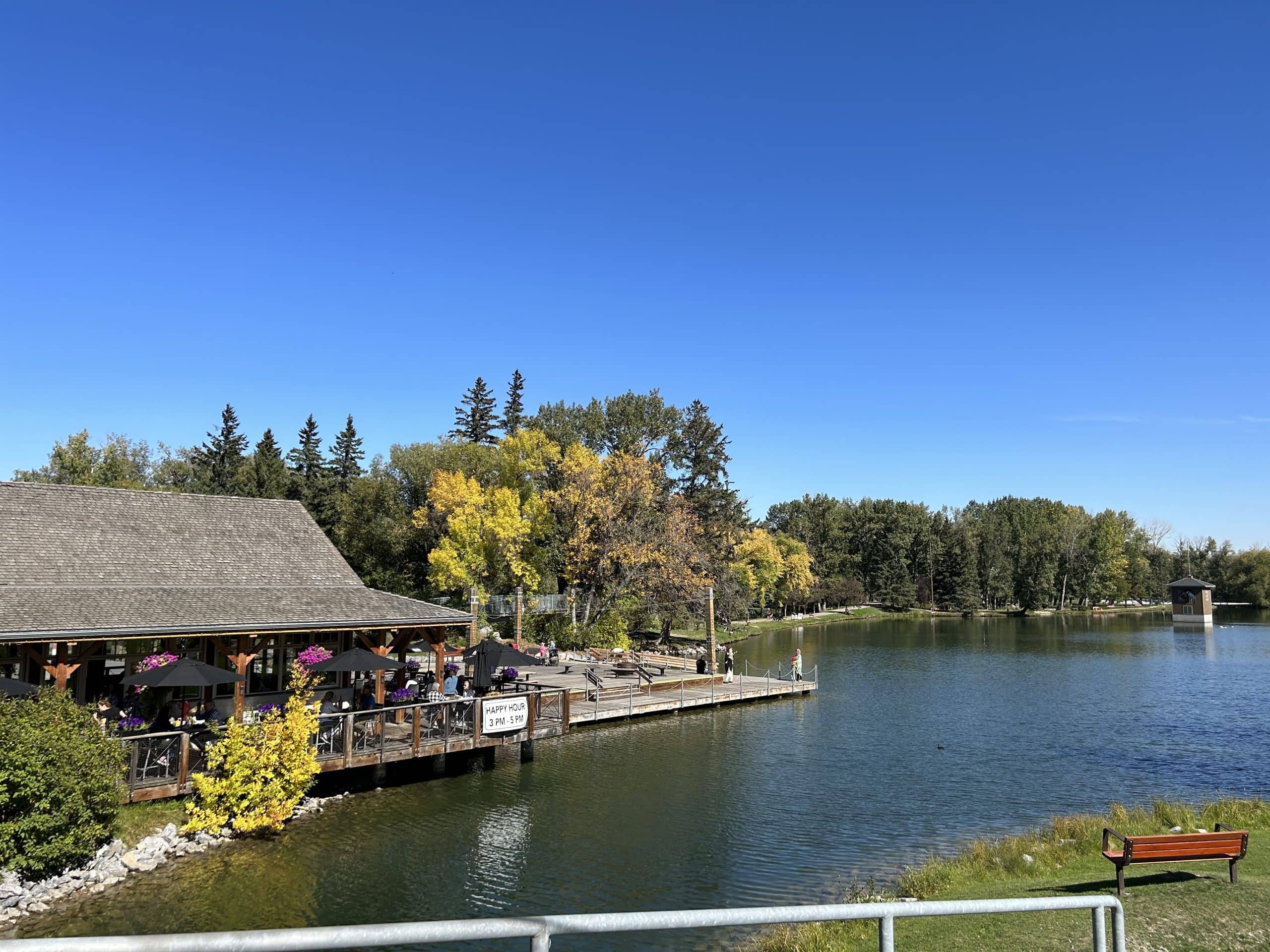 Bowness Park overlooking the river lagoon.