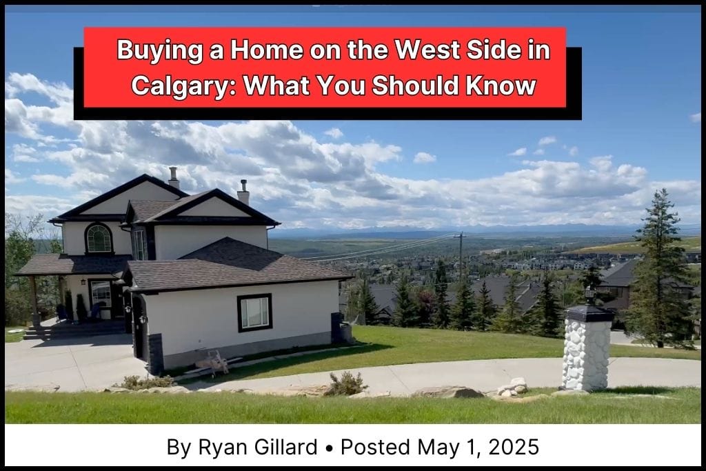 Modern residential street in West Calgary showcasing upscale homes and quiet tree-lined sidewalks