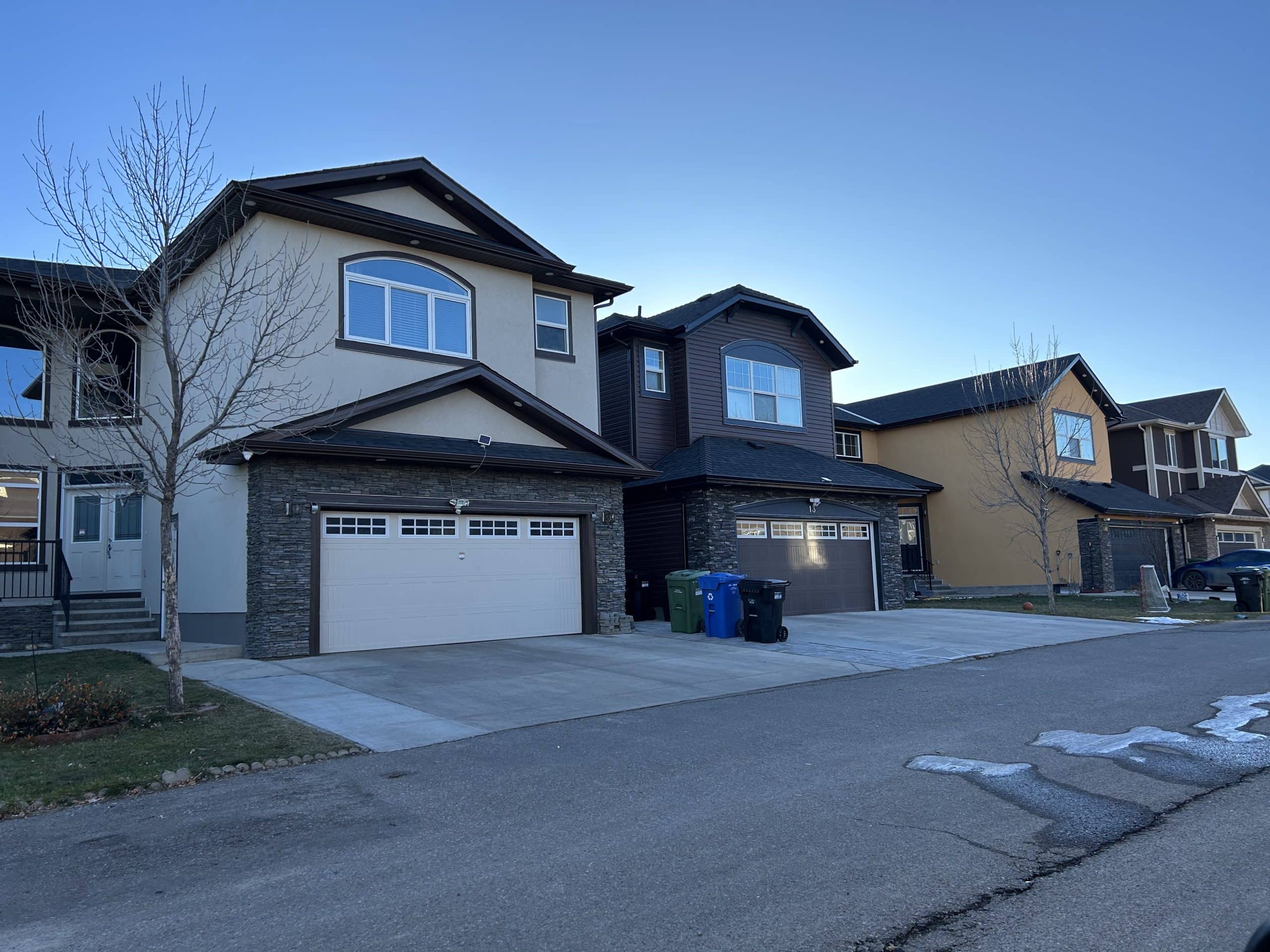 A quiet residential street in Saddle Ridge Calgary.