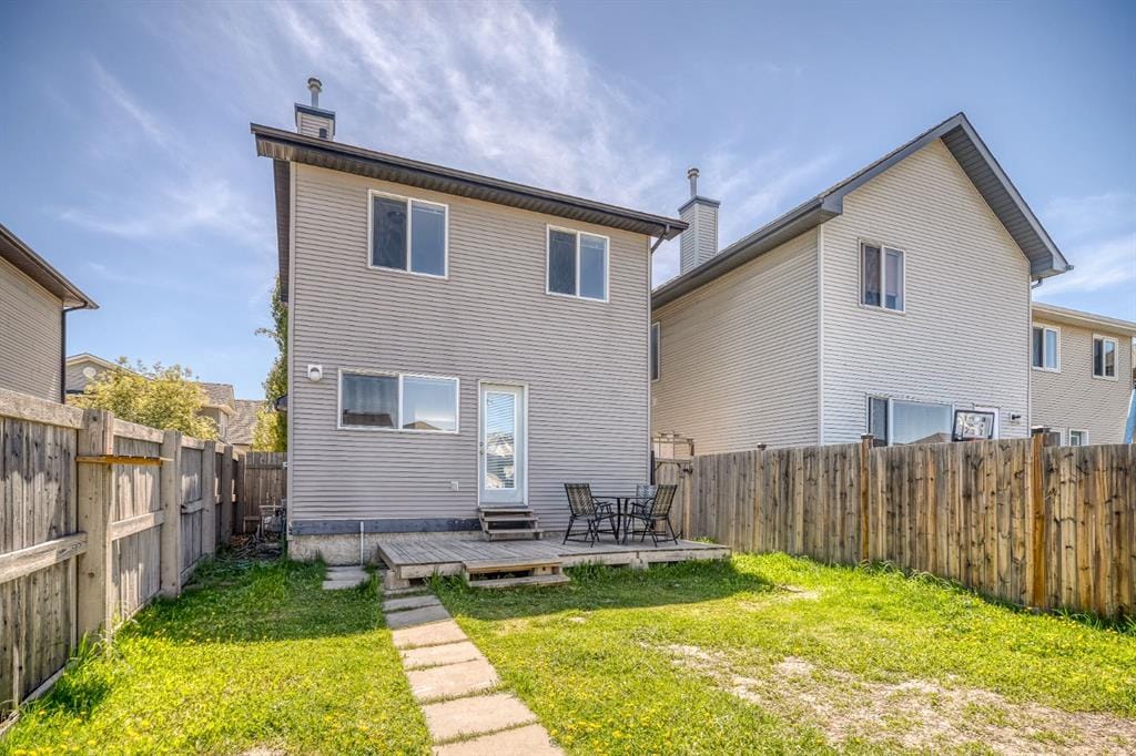 Back yard image of 38 Cranberry Place SE Calgary AB.