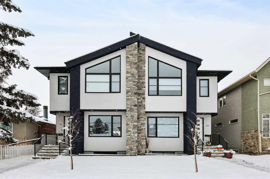 Newly built infill home in Calgary with sleek exterior design and modern architecture