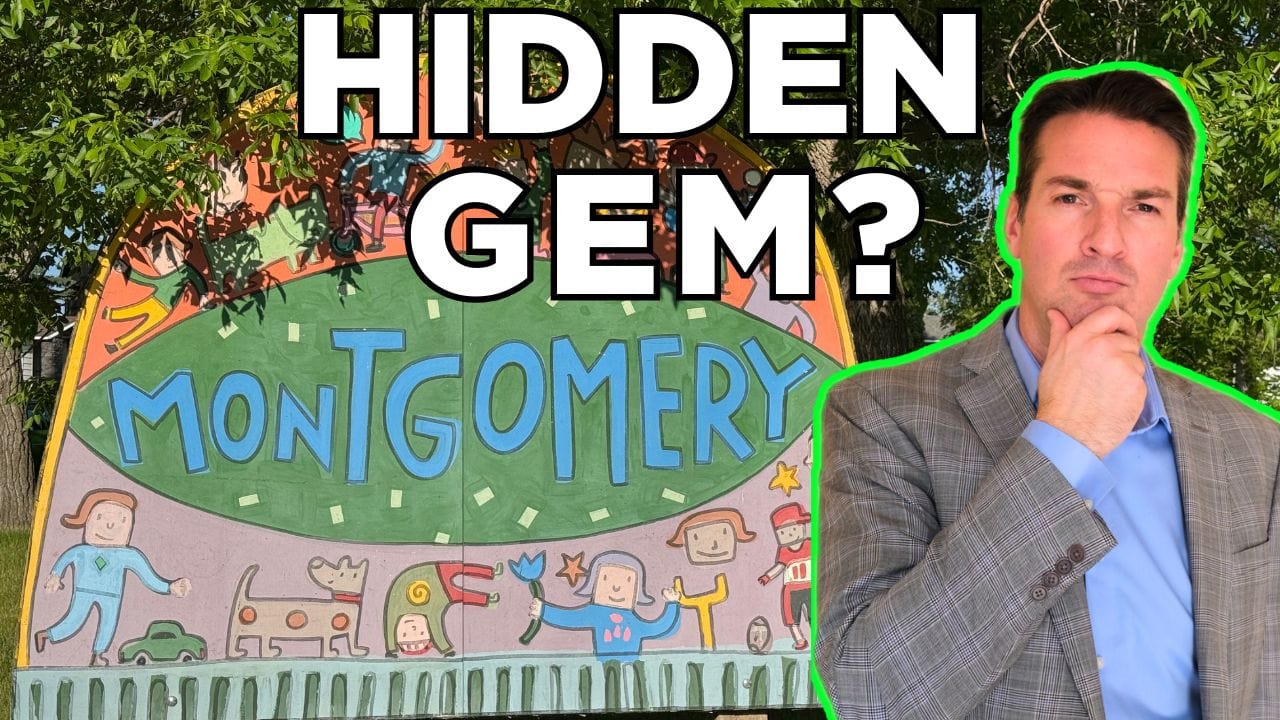 YouTube thumbnail for Montgomery Calgary neighbourhood tour titled ‘Hidden Gem?’ with local signage in the background.