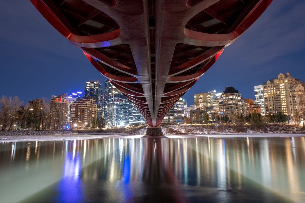 A beautiful view of The Peace Bridge in Calgary, Alberta, Canada