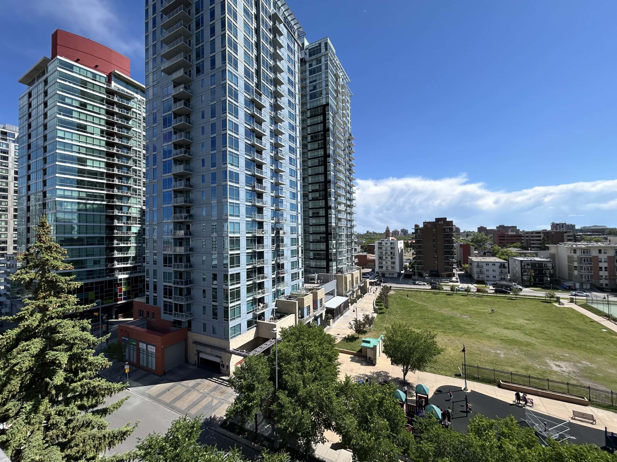 High rise condo buildings in Calgary’s Beltline as increasing inventory and changing buyer demand impact the local condo market.