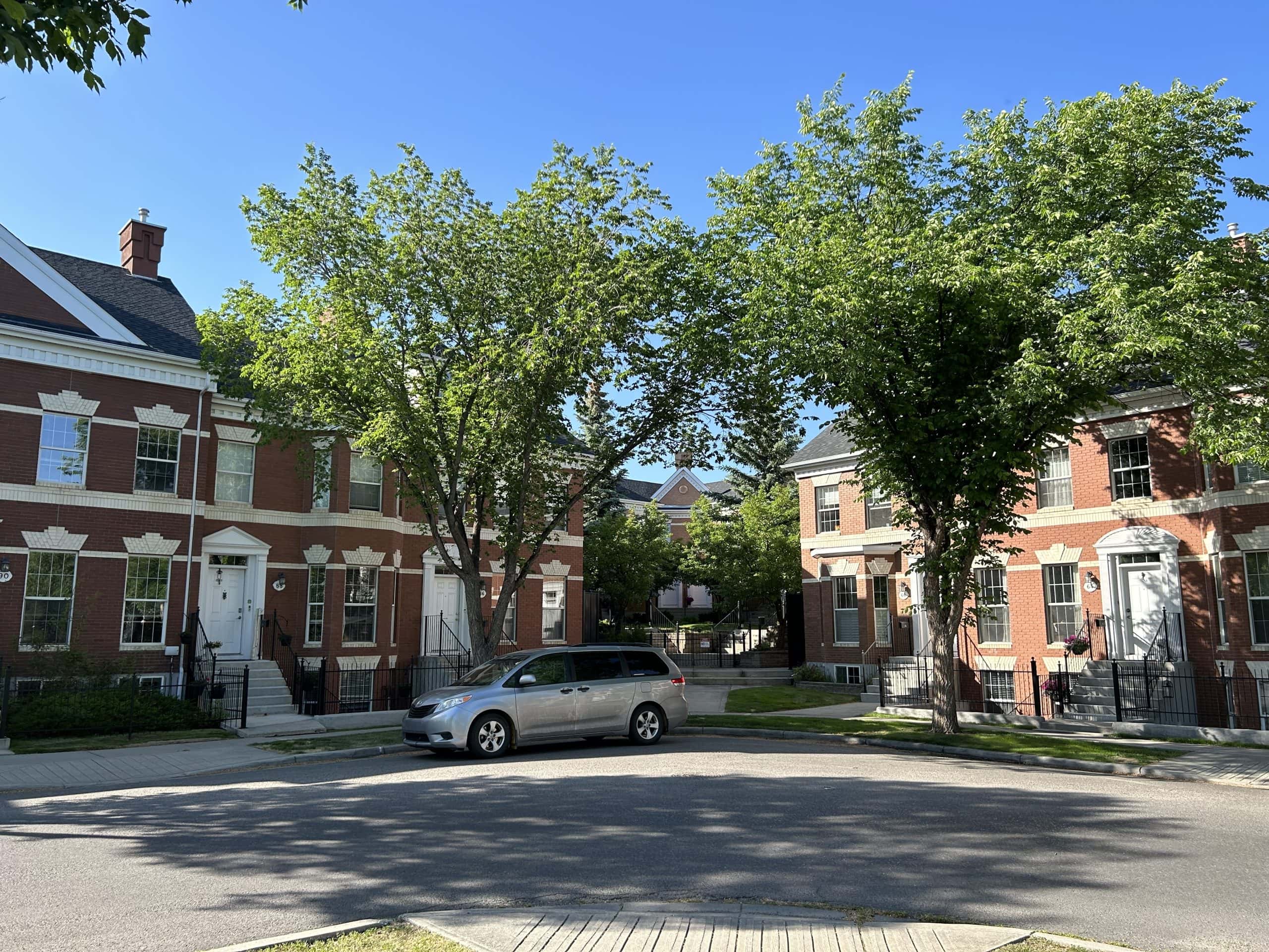 Classic red brick townhomes in the Inverness district of McKenzie Towne showcase the community's signature architectural style, mature tree lined streets, and pedestrian friendly design. This highly sought after area is known for its charming streetscapes, front porches, walkability, and distinctive small town atmosphere that sets McKenzie Towne apart from many newer Calgary communities.