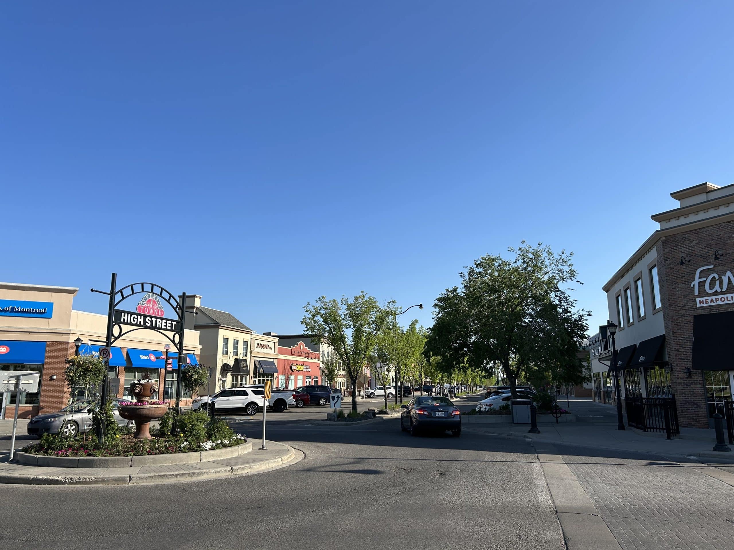 McKenzie Towne's High Street serves as the community's walkable town centre, offering residents convenient access to restaurants, cafés, banks, fitness facilities, medical services, and everyday shopping. Designed to resemble a traditional small town Main Street, this vibrant gathering place is one of the defining features that sets McKenzie Towne apart from many other suburban communities in Calgary.
High Street creates a lifestyle where many daily errands can be completed on foot, making it especially popular with young families, professionals, downsizers, and anyone who values walkability and convenience. The combination of local businesses, community events, and pedestrian friendly streets helps give McKenzie Towne its unique small town atmosphere.