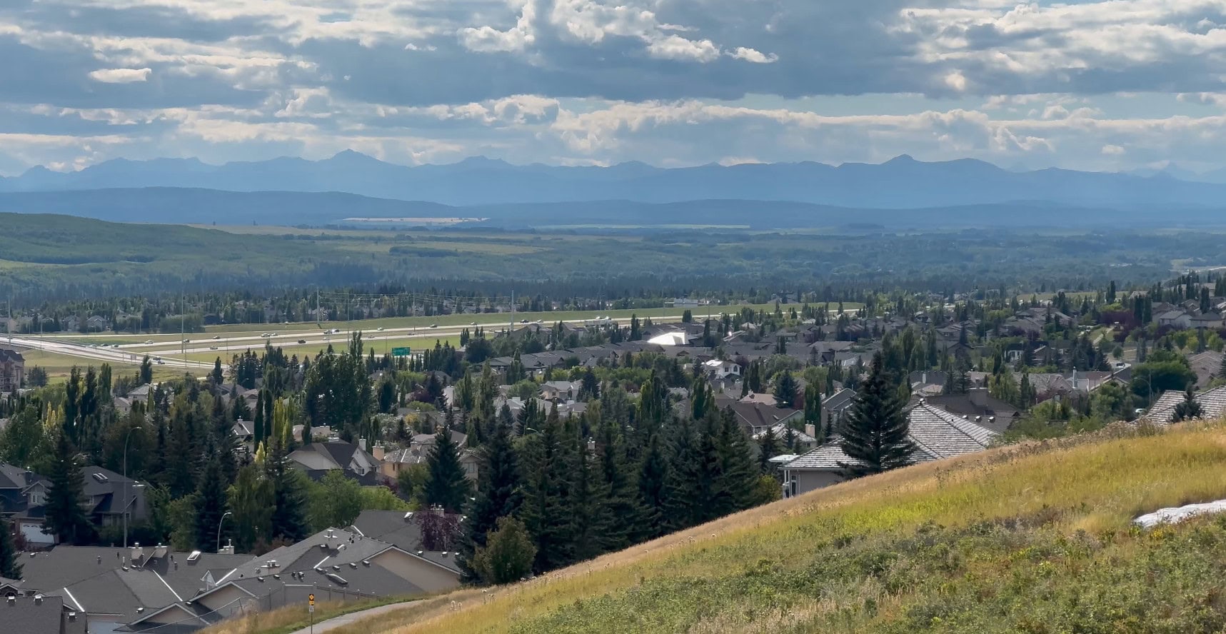View toward the Rocky Mountains from west Calgary, highlighting one of the advantages of living near Glamorgan.