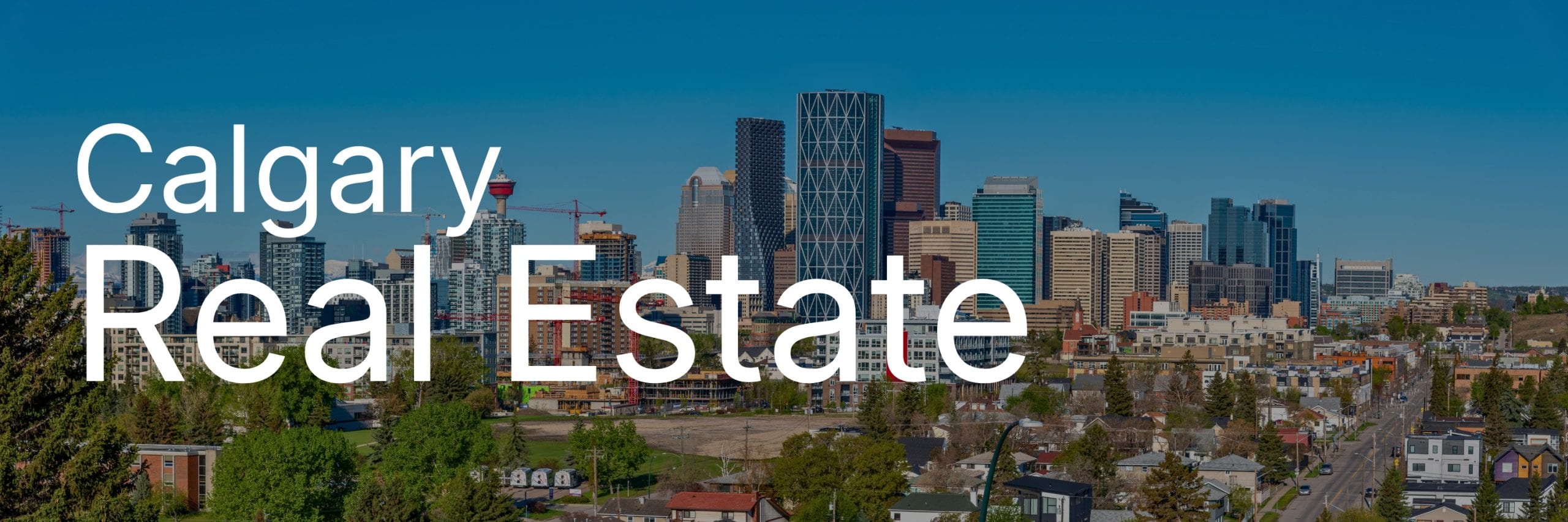 Panoramic view of the downtown Calgary skyline representing Calgary real estate.