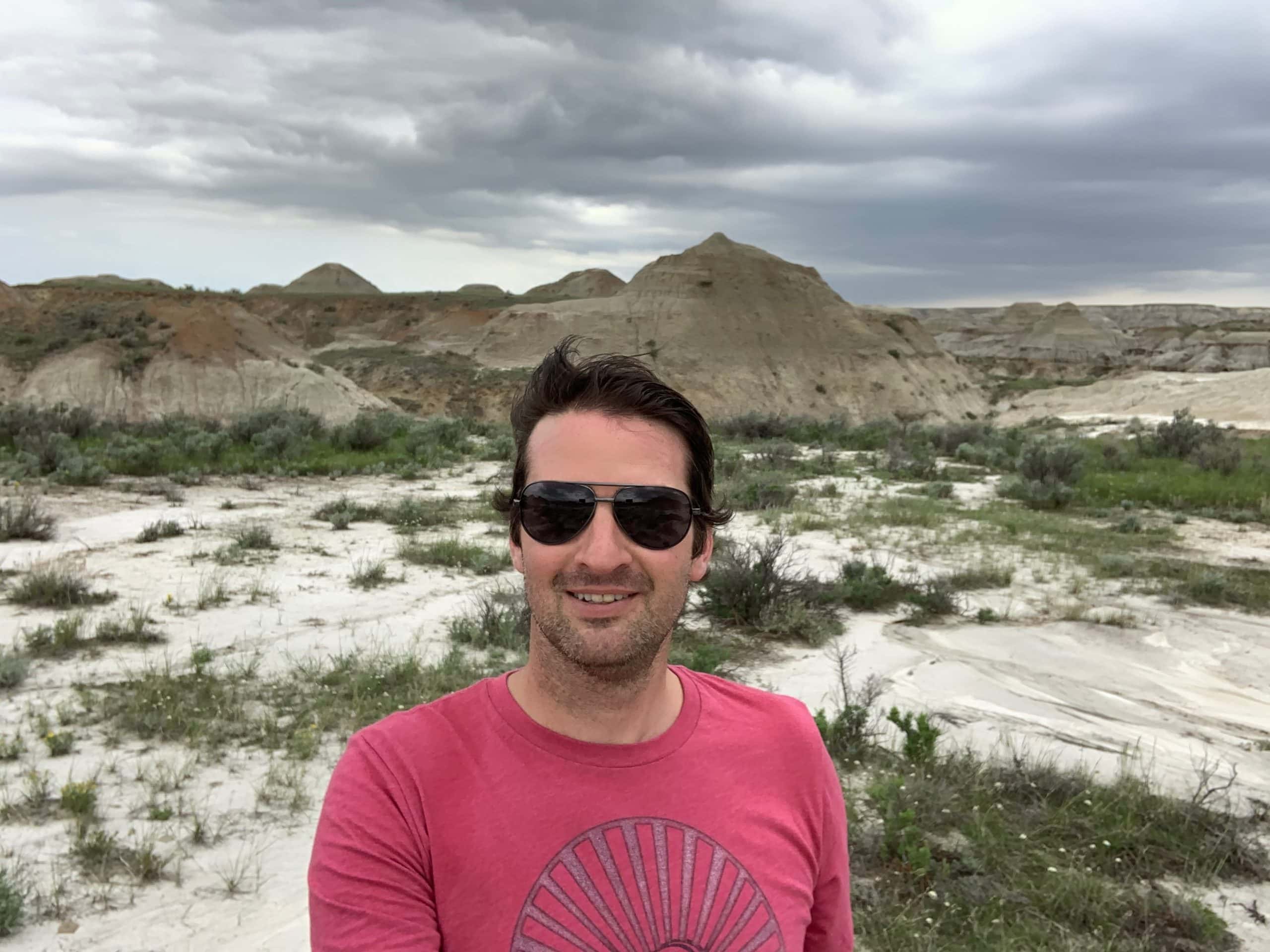 Exploring the badlands at Dinosaur Provincial Park in Alberta.
