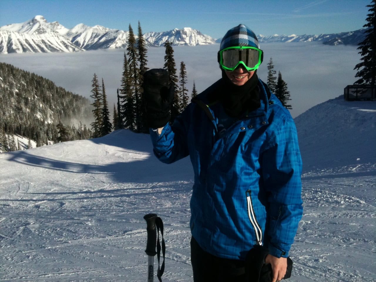 Skiing at Fernie Alpine Resort in British Columbia, with snow-covered Rocky Mountain peaks and deep winter scenery.